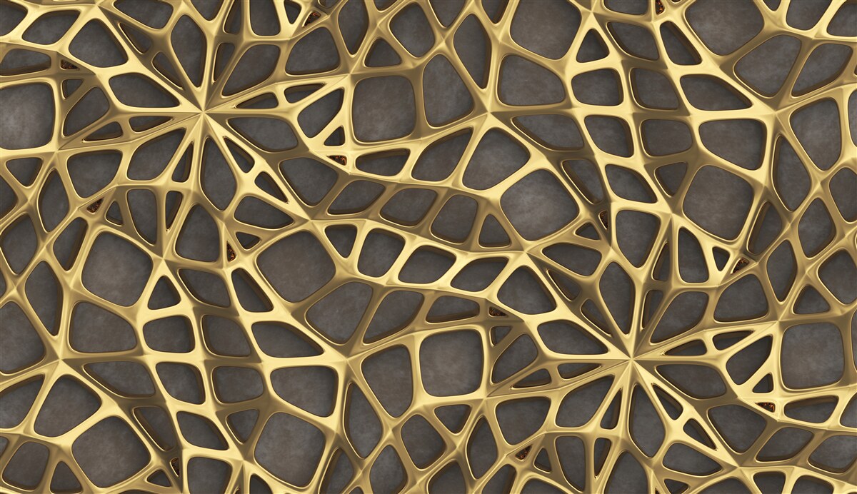 Papier peint le réseau est doré sur fond brun