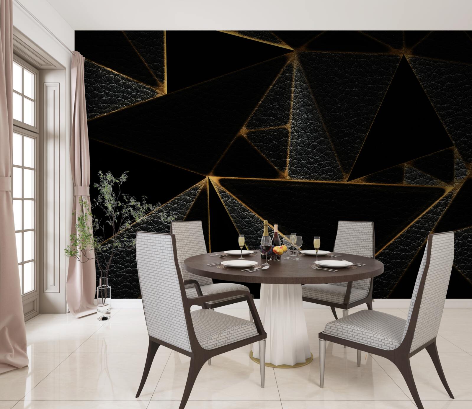 Papier peint couvercle en verre avec marbre noir