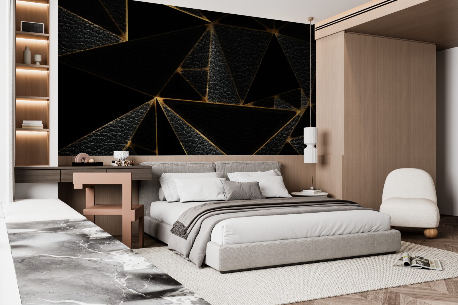 Papier peint couvercle en verre avec marbre noir