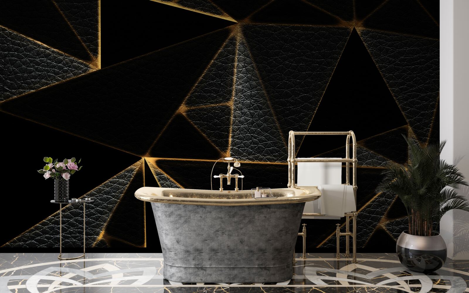 Papier peint couvercle en verre avec marbre noir