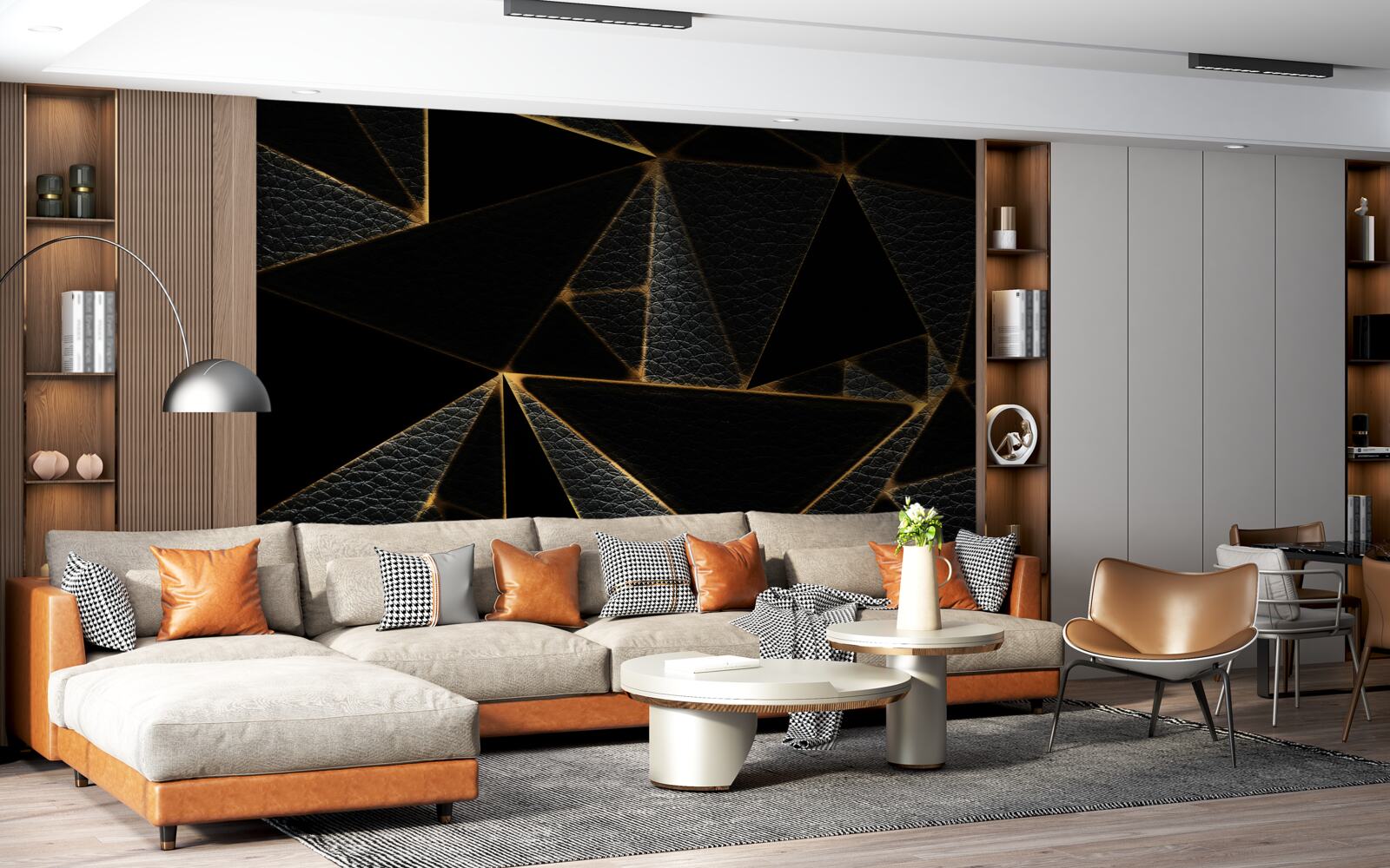 Papier peint couvercle en verre avec marbre noir