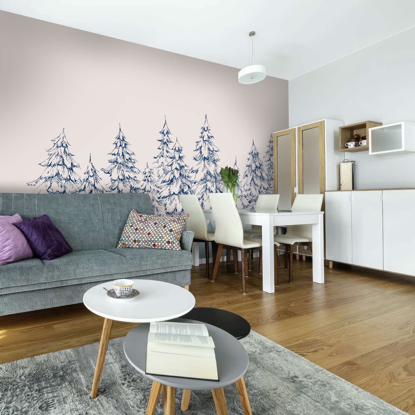 Papier peint forêt de conifères en hiver