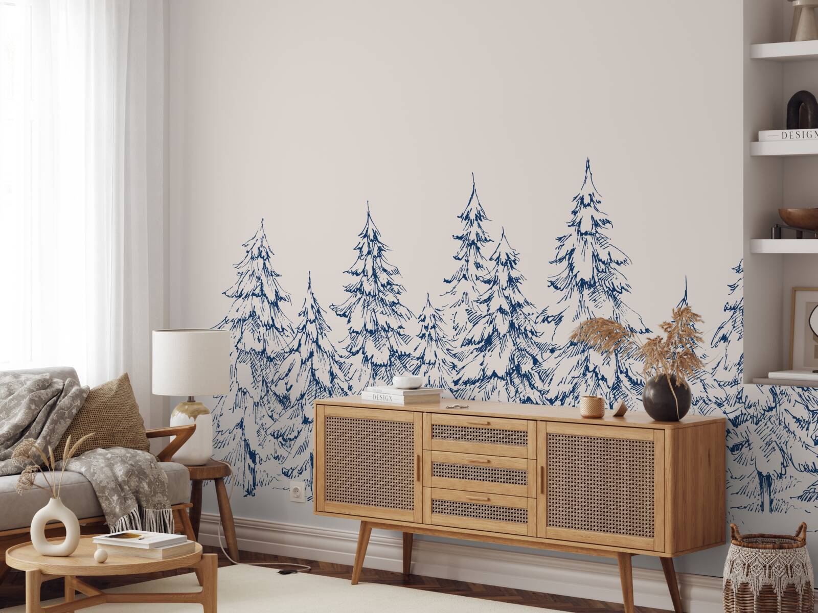 Papier peint forêt de conifères en hiver