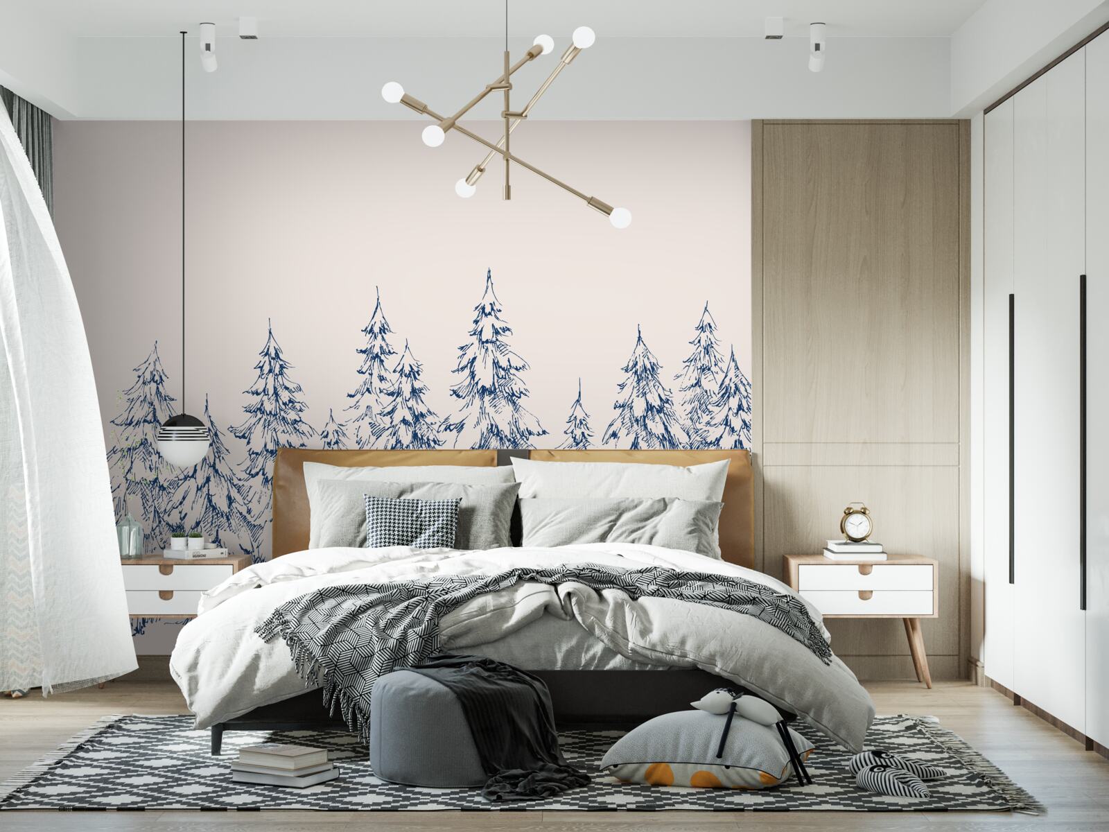 Papier peint forêt de conifères en hiver