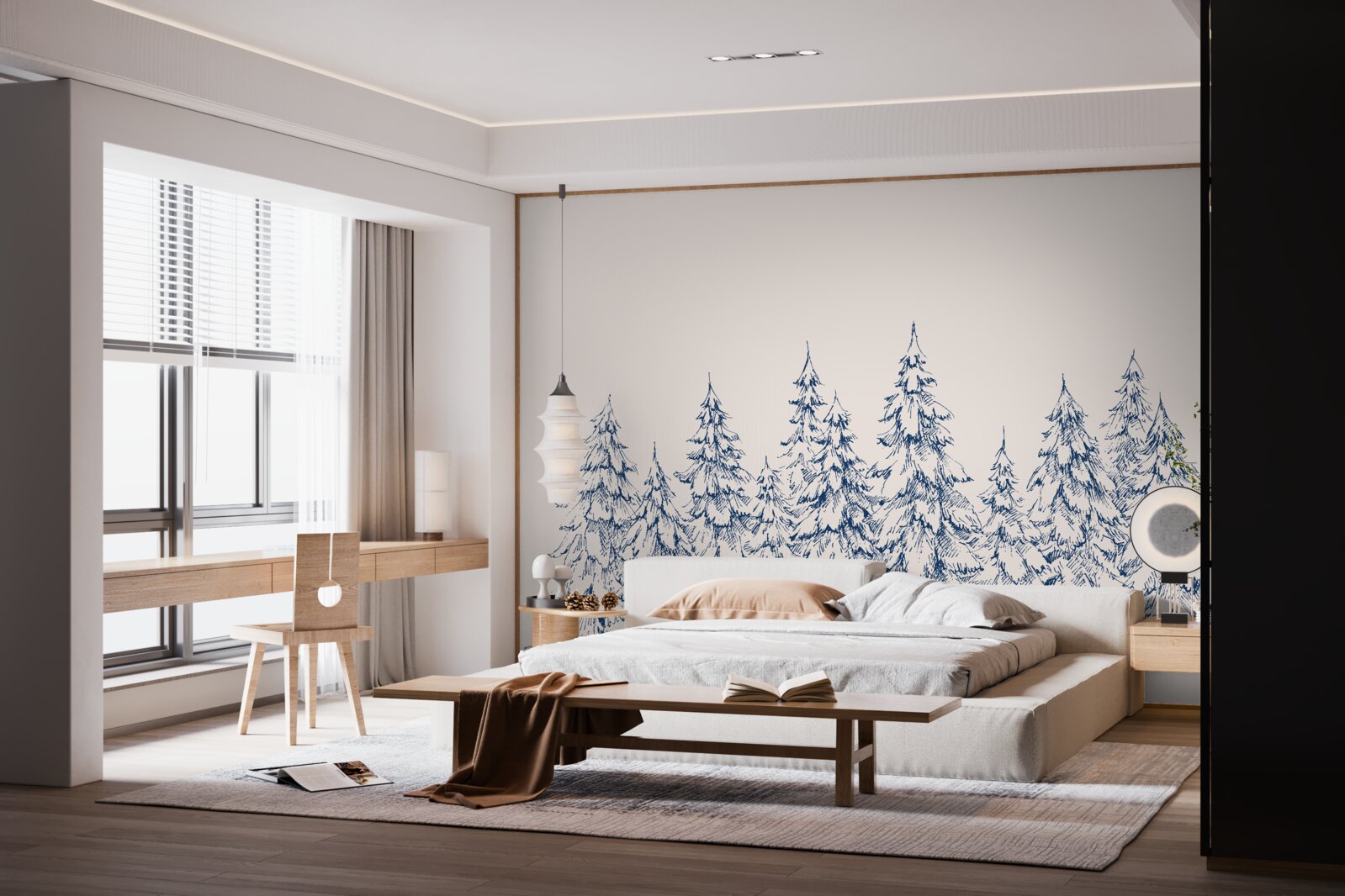 Papier peint forêt de conifères en hiver