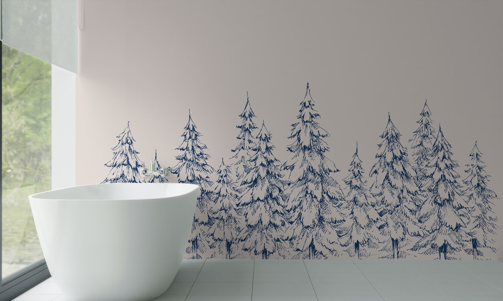 Papier peint forêt de conifères en hiver