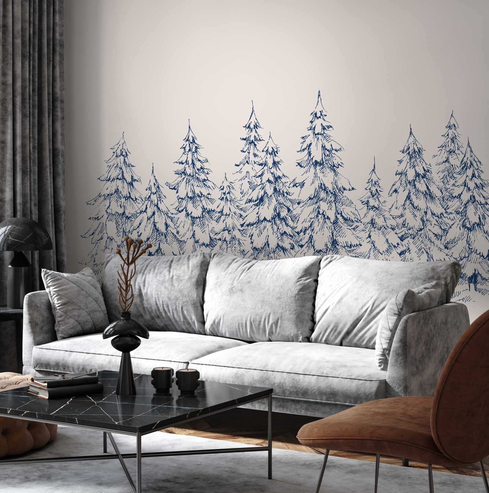 Papier peint forêt de conifères en hiver