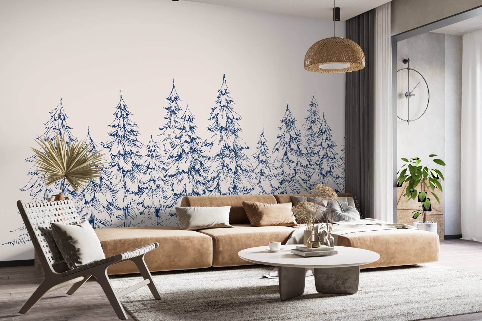 Papier peint forêt de conifères en hiver