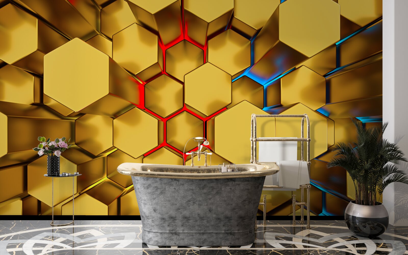 Papier peint Chiffres d'or volumétriques