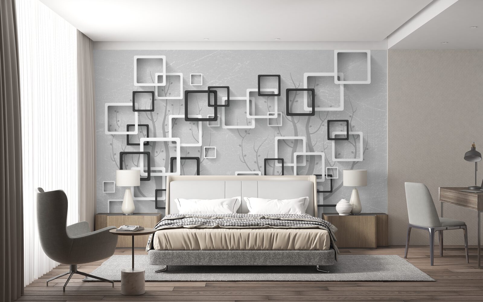 Papier peint les carrés blancs et noirs représentent l'abstraction