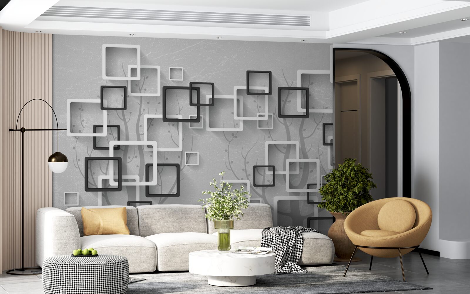 Papier peint les carrés blancs et noirs représentent l'abstraction