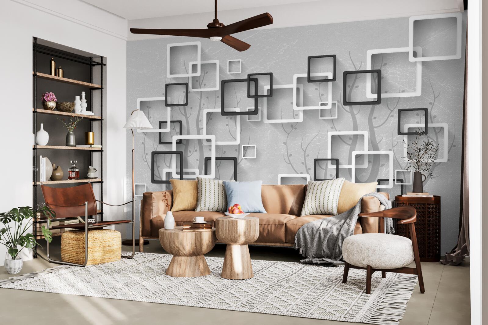 Papier peint les carrés blancs et noirs représentent l'abstraction