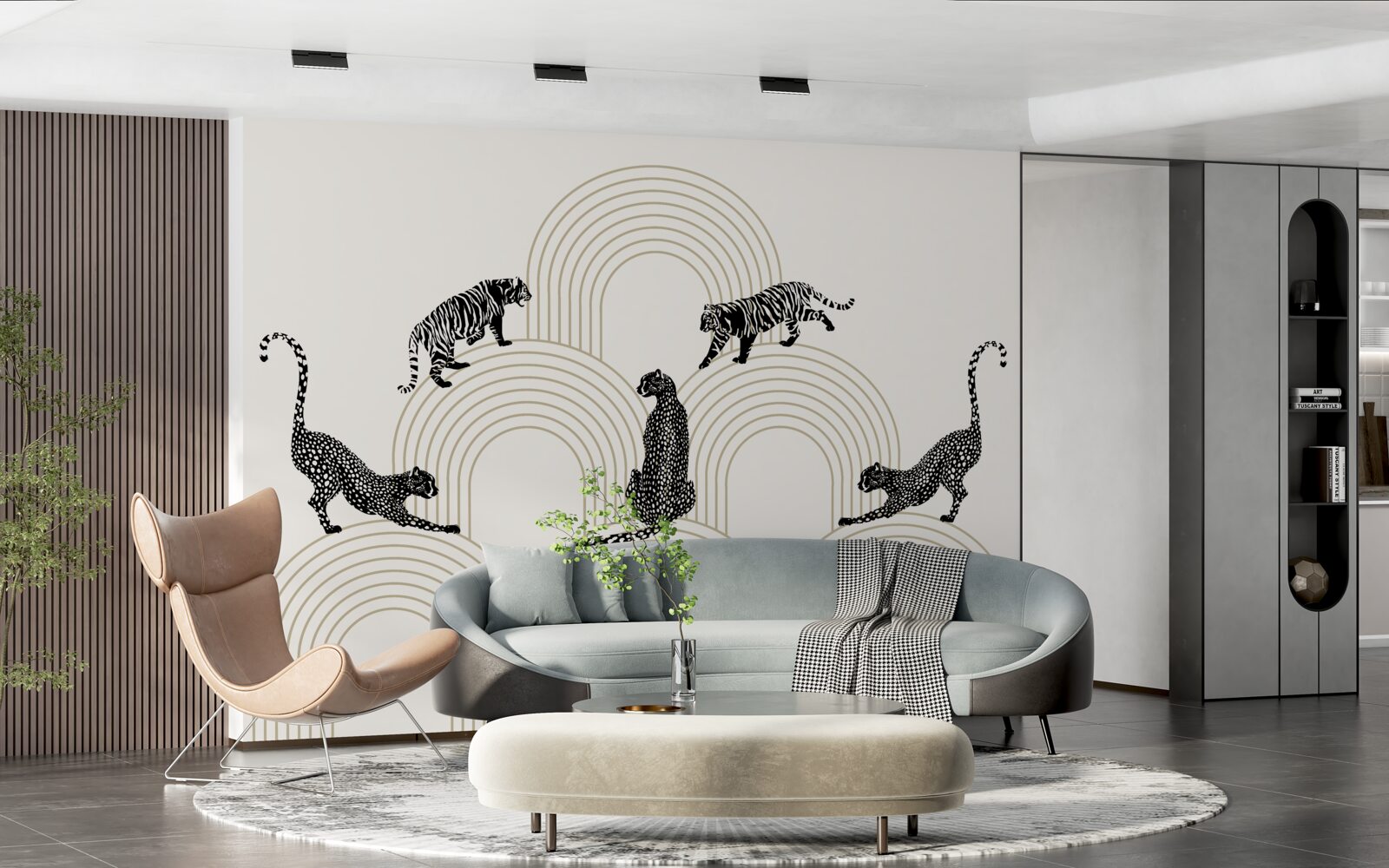 Papier peint tigres et panthères dans les hautes terres