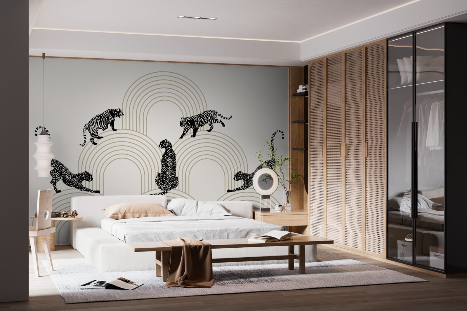 Papier peint tigres et panthères dans les hautes terres