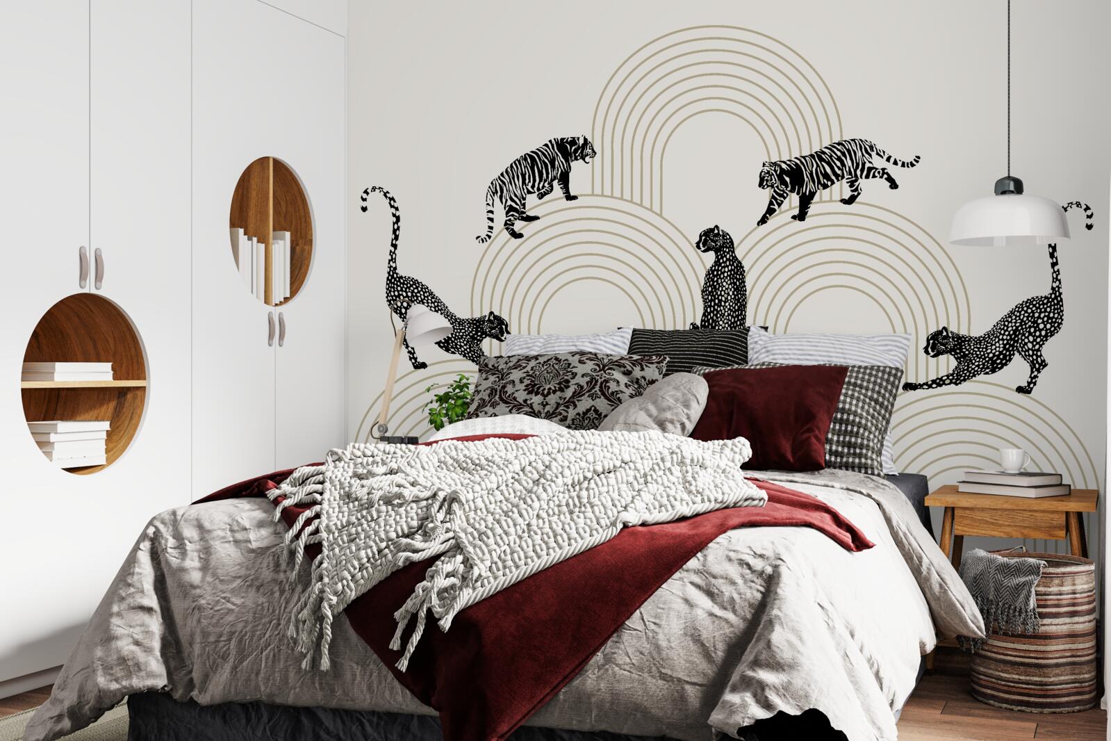 Papier peint tigres et panthères dans les hautes terres