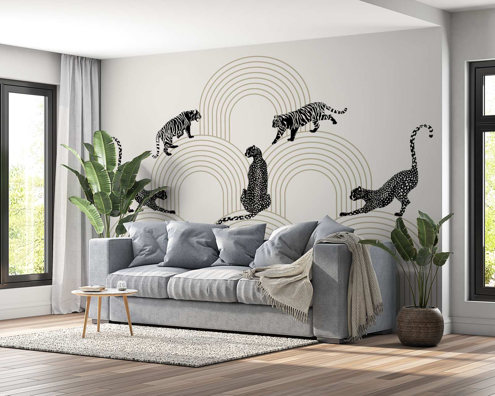 Papier peint tigres et panthères dans les hautes terres