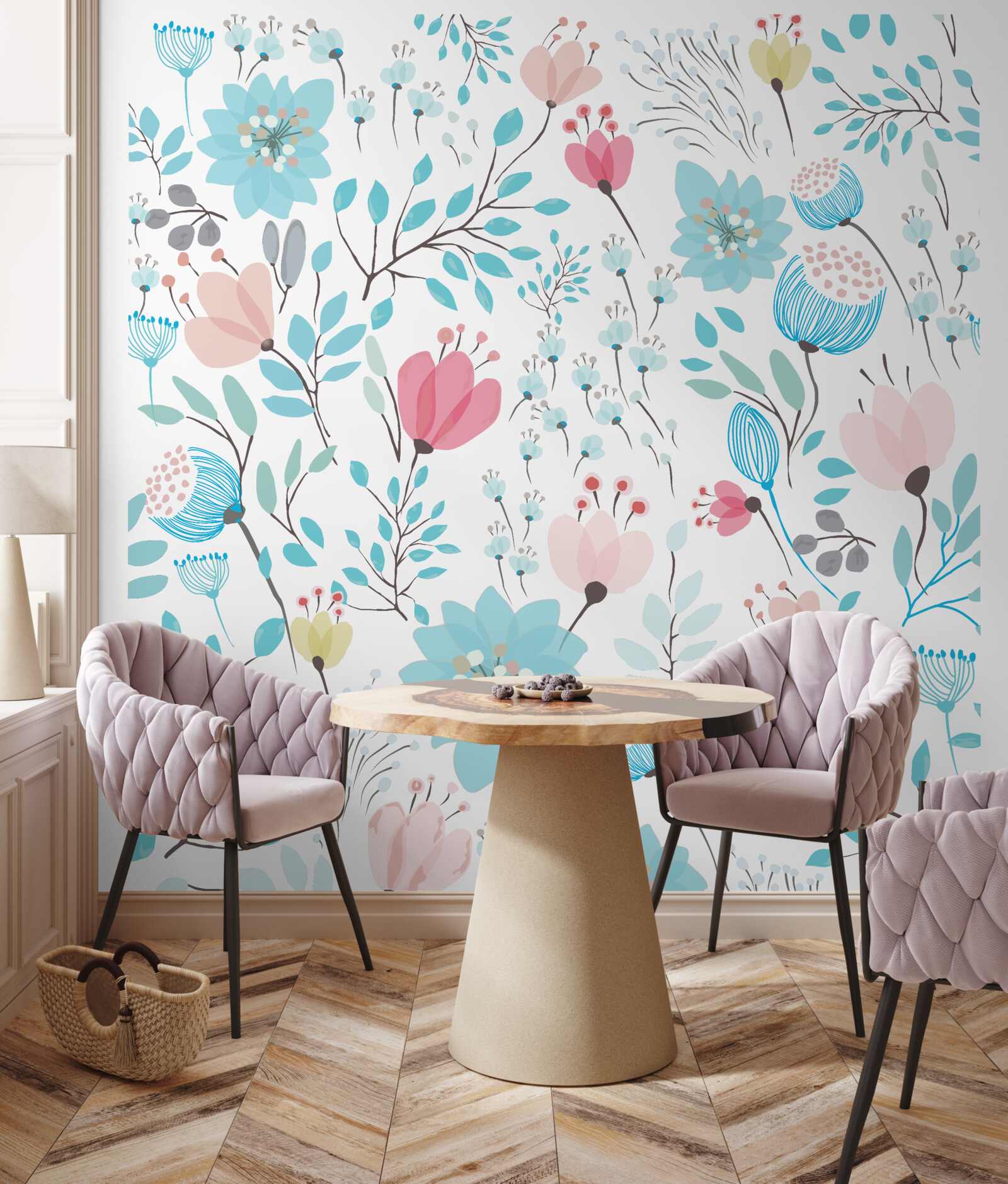 Papier peint combinaison de riches couleurs bleues