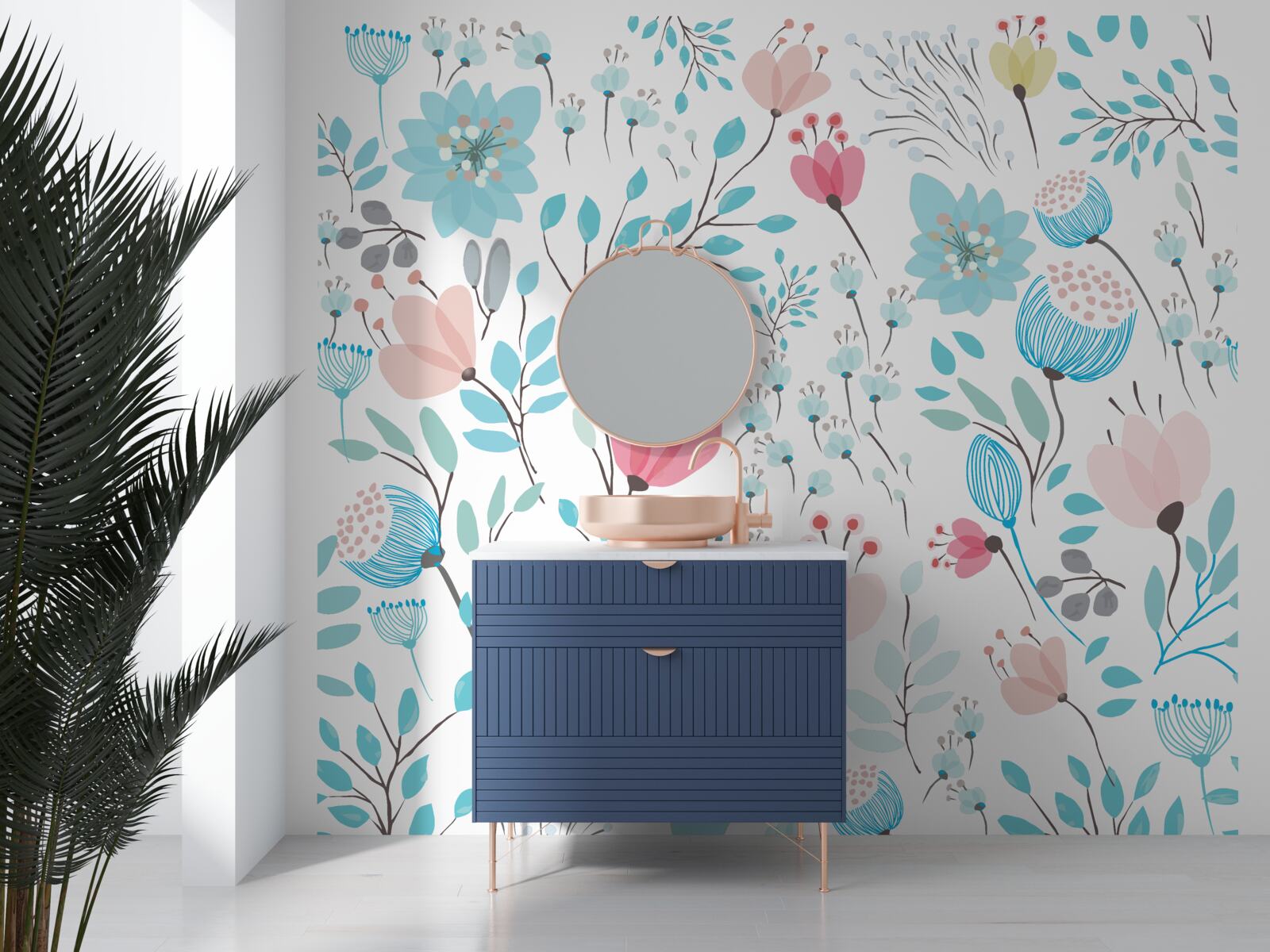 Papier peint combinaison de riches couleurs bleues