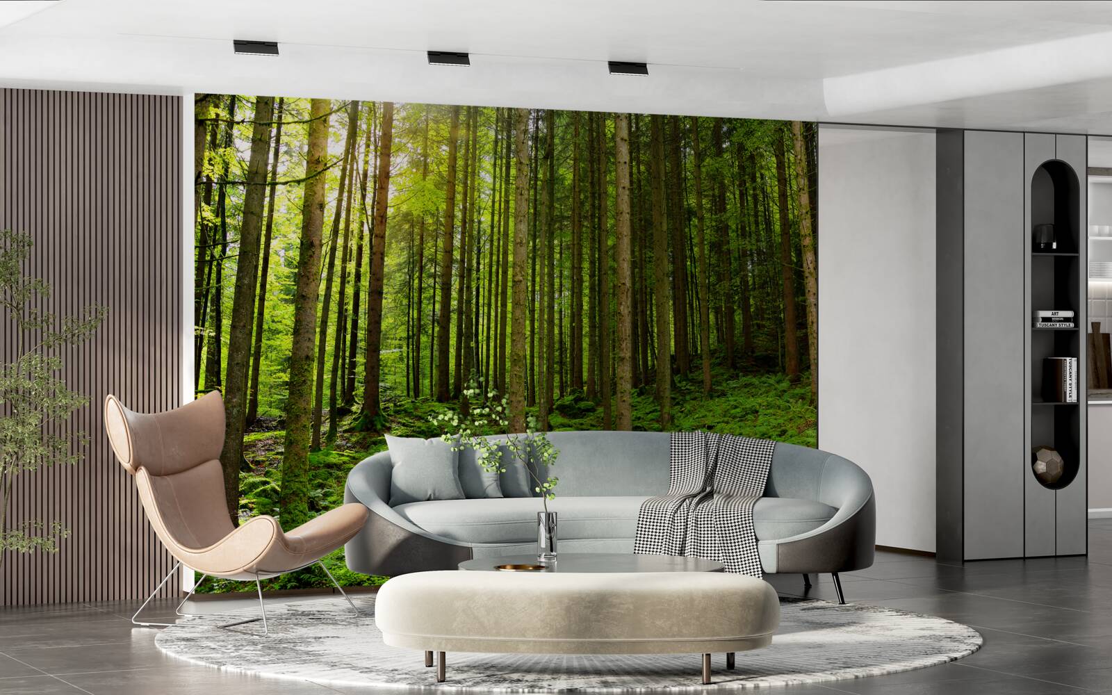 Papier peint les rayons du soleil pénètrent dans la forêt