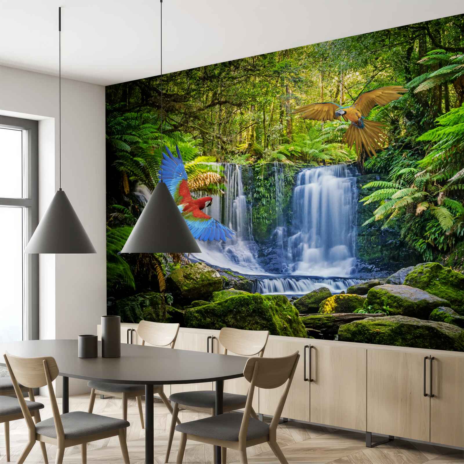 Papier peint une cascade cachée dans la forêt