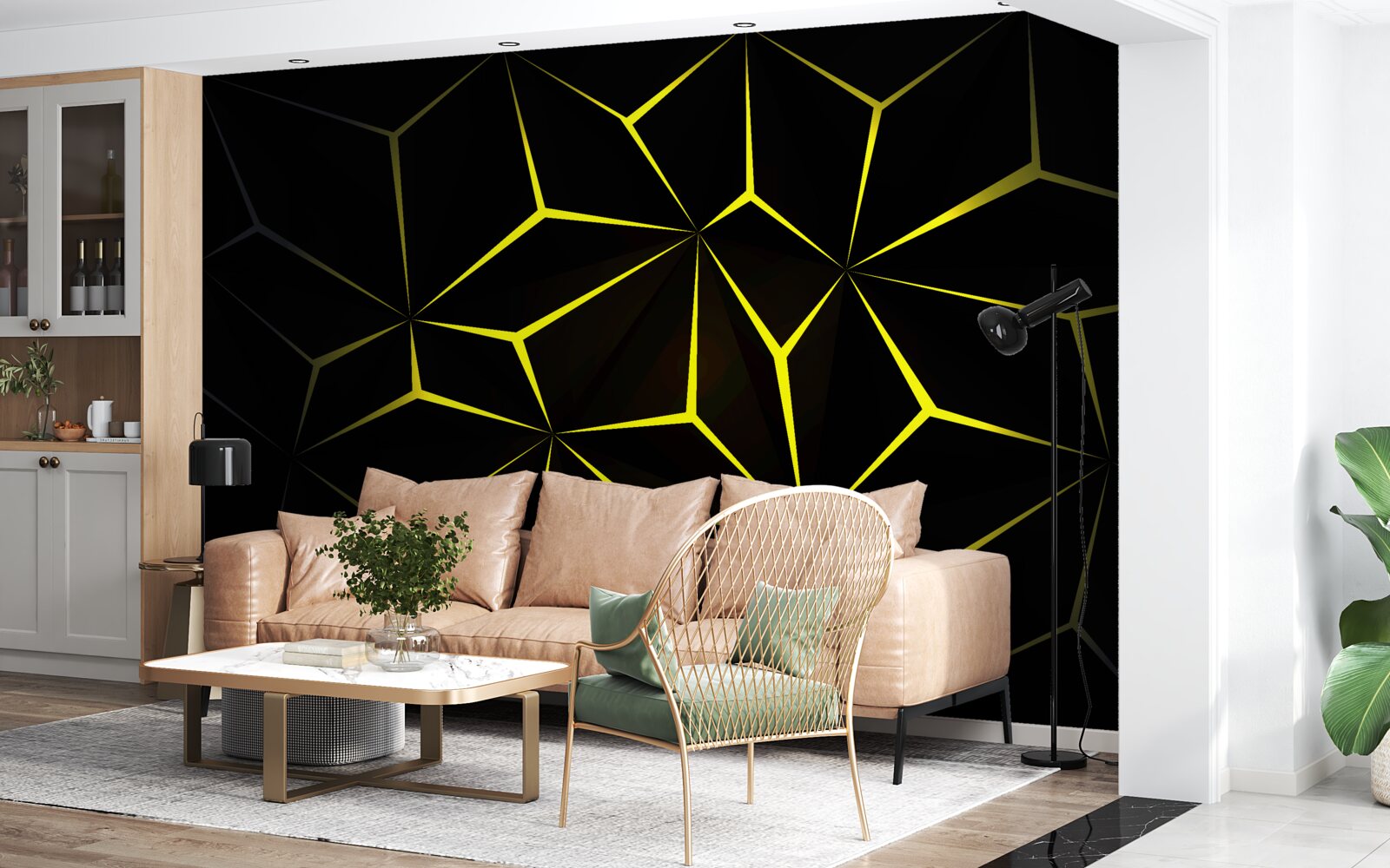 Papier peint les caractères sont noirs et surlignés de jaune