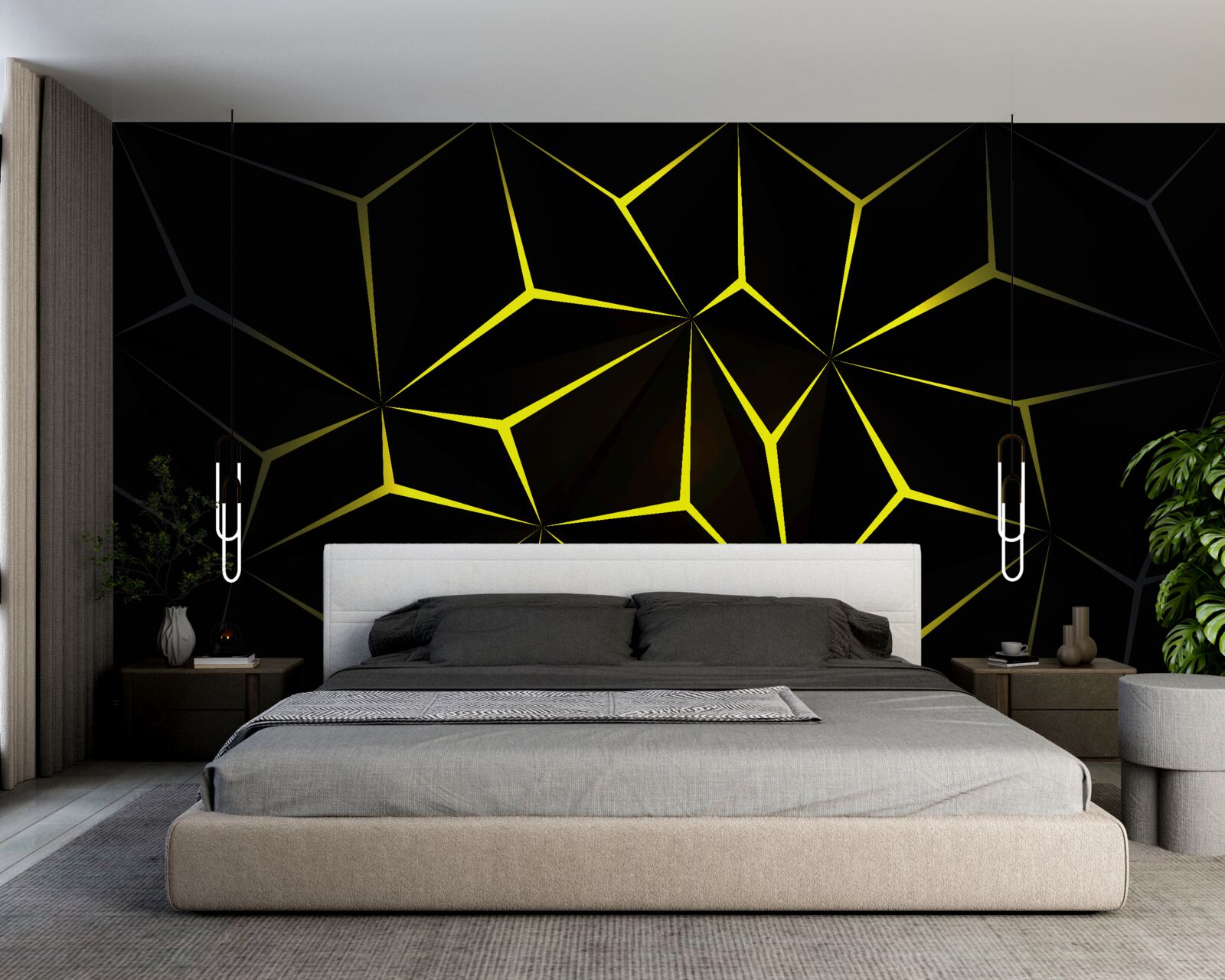 Papier peint les caractères sont noirs et surlignés de jaune