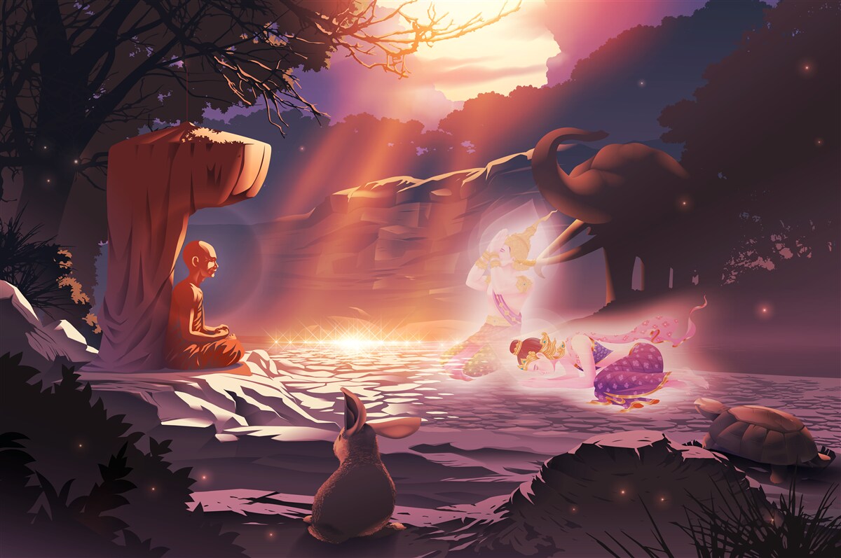 Papier peint créatures magiques dans les fourrés nocturnes