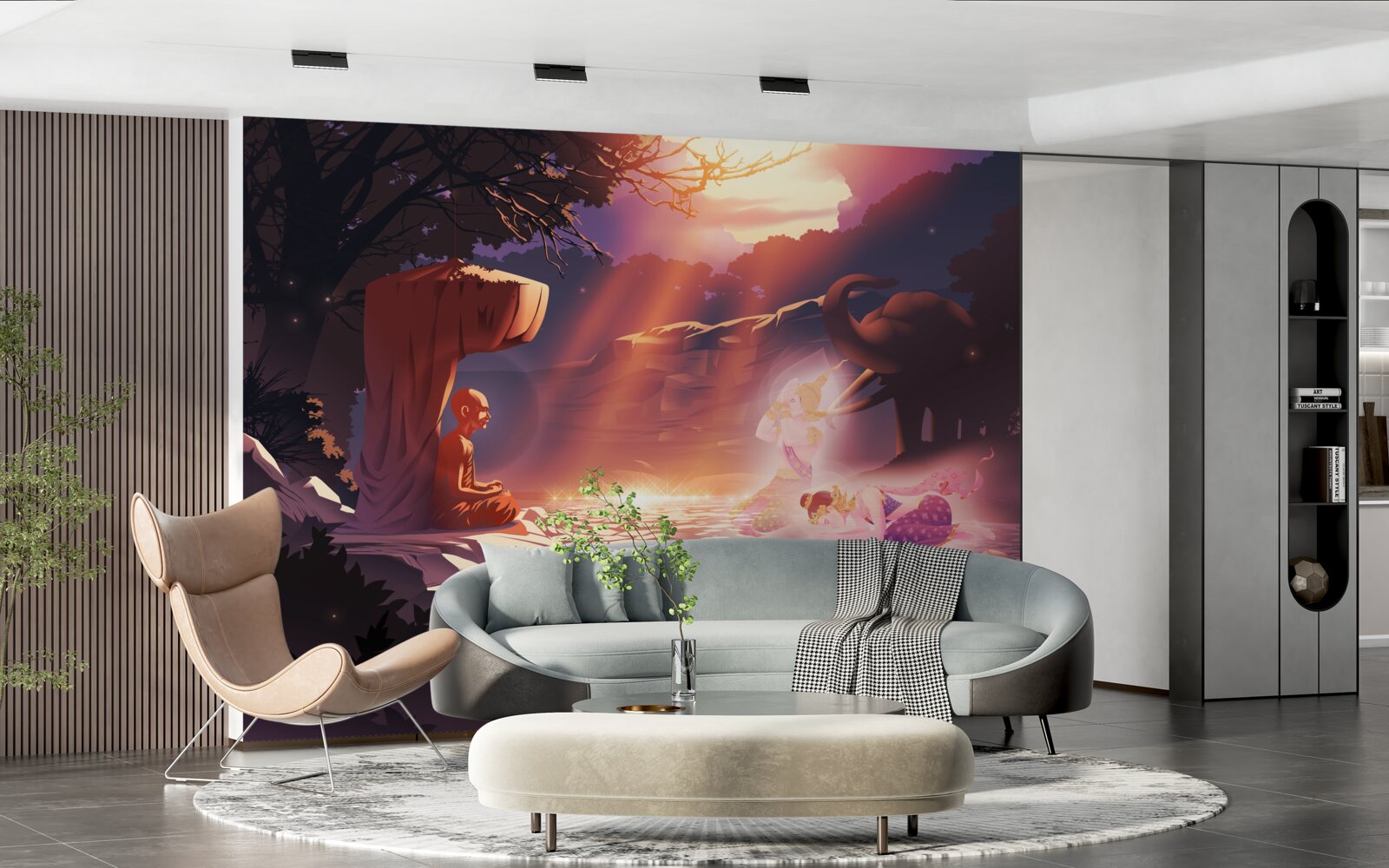 Papier peint créatures magiques dans les fourrés nocturnes