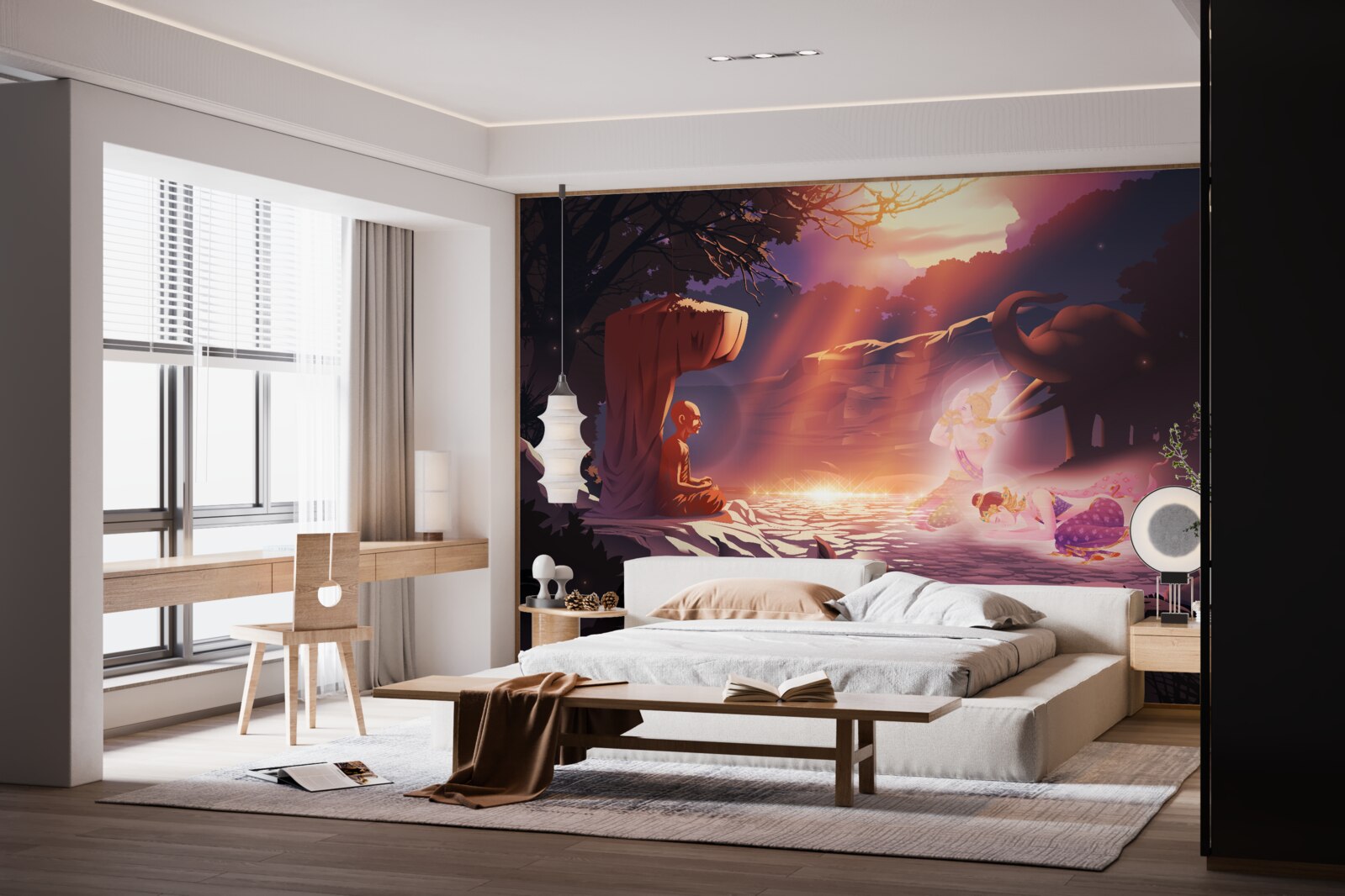 Papier peint créatures magiques dans les fourrés nocturnes