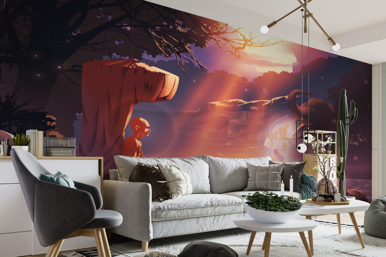 Papier peint créatures magiques dans les fourrés nocturnes