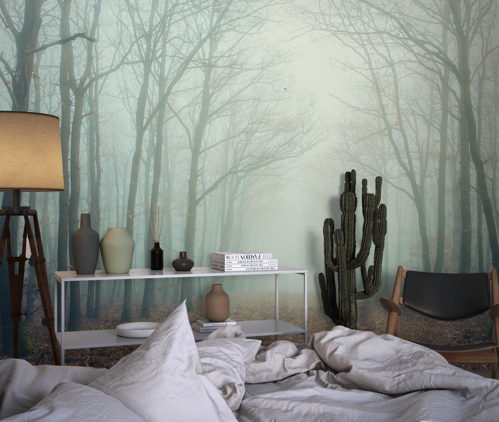 Papier peint chemin d'automne, couvert de froid