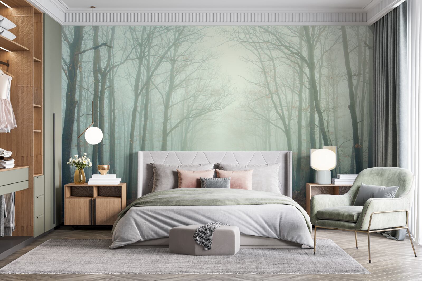 Papier peint chemin d'automne, couvert de froid