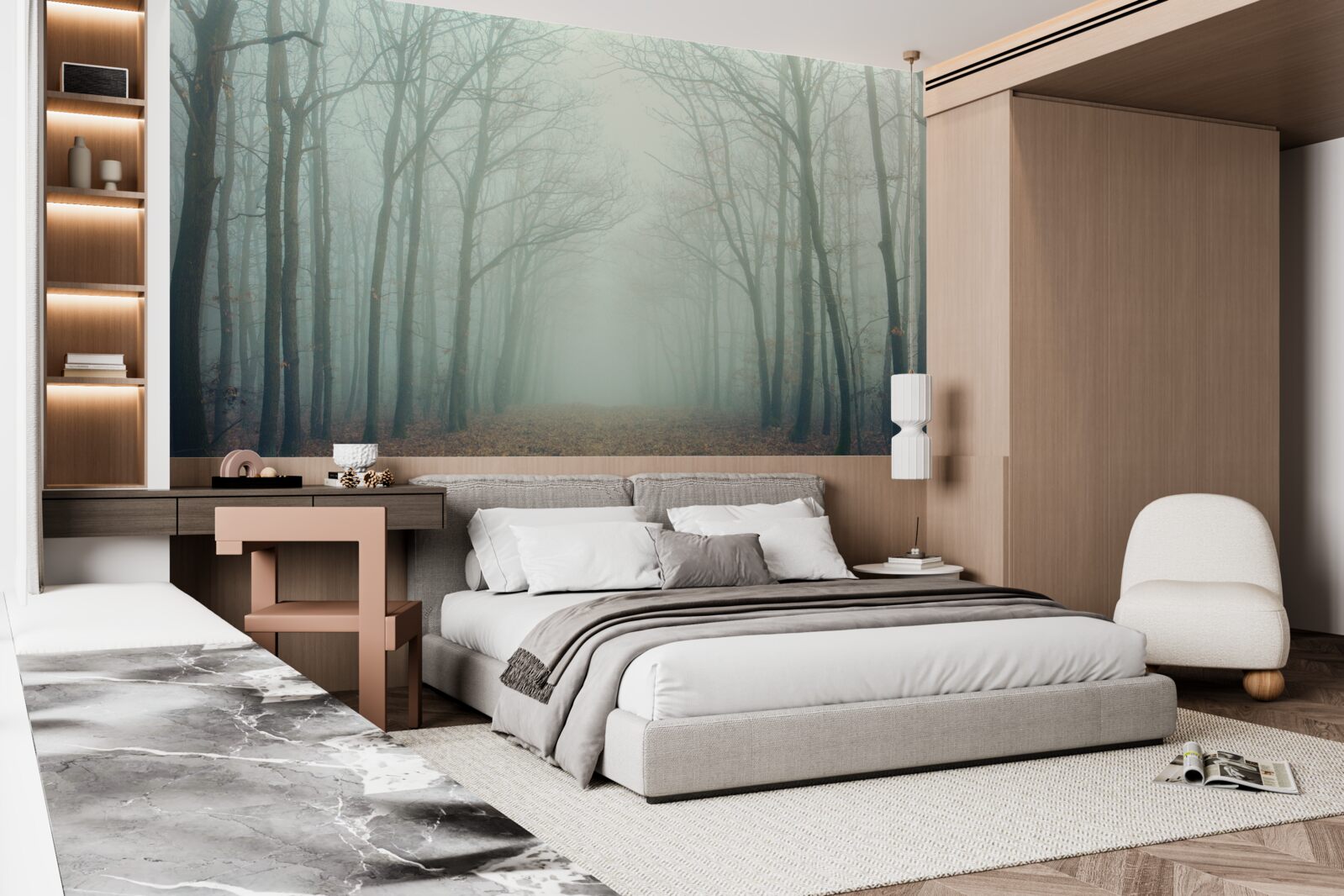 Papier peint chemin d'automne, couvert de froid