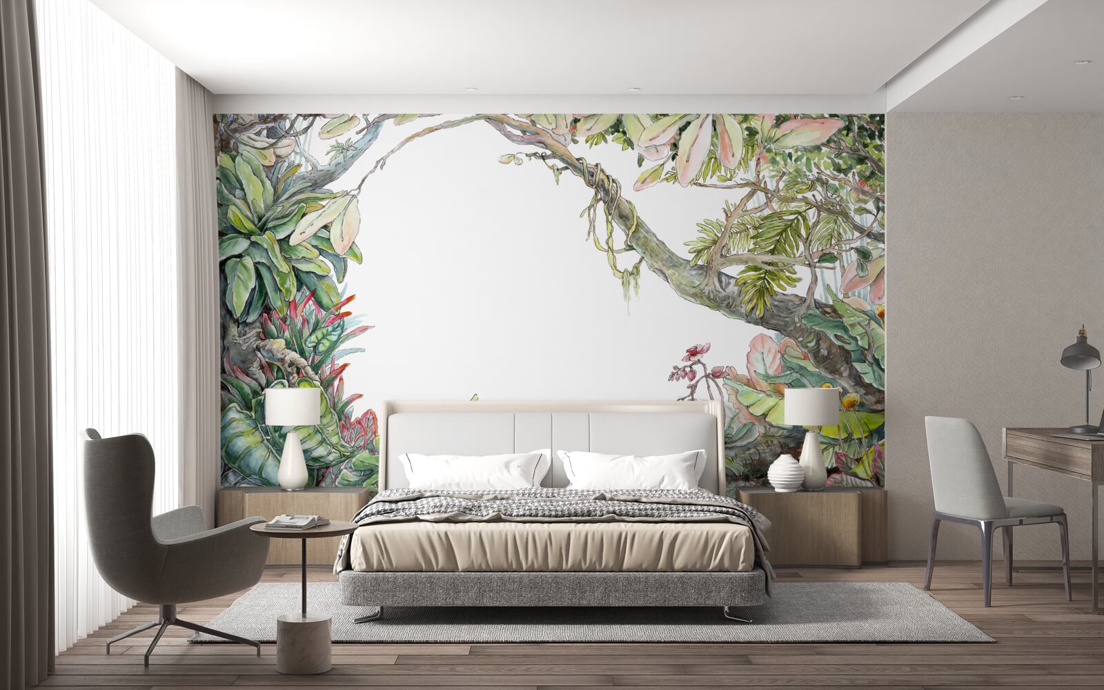 Papier peint forêt tropicale verdoyante