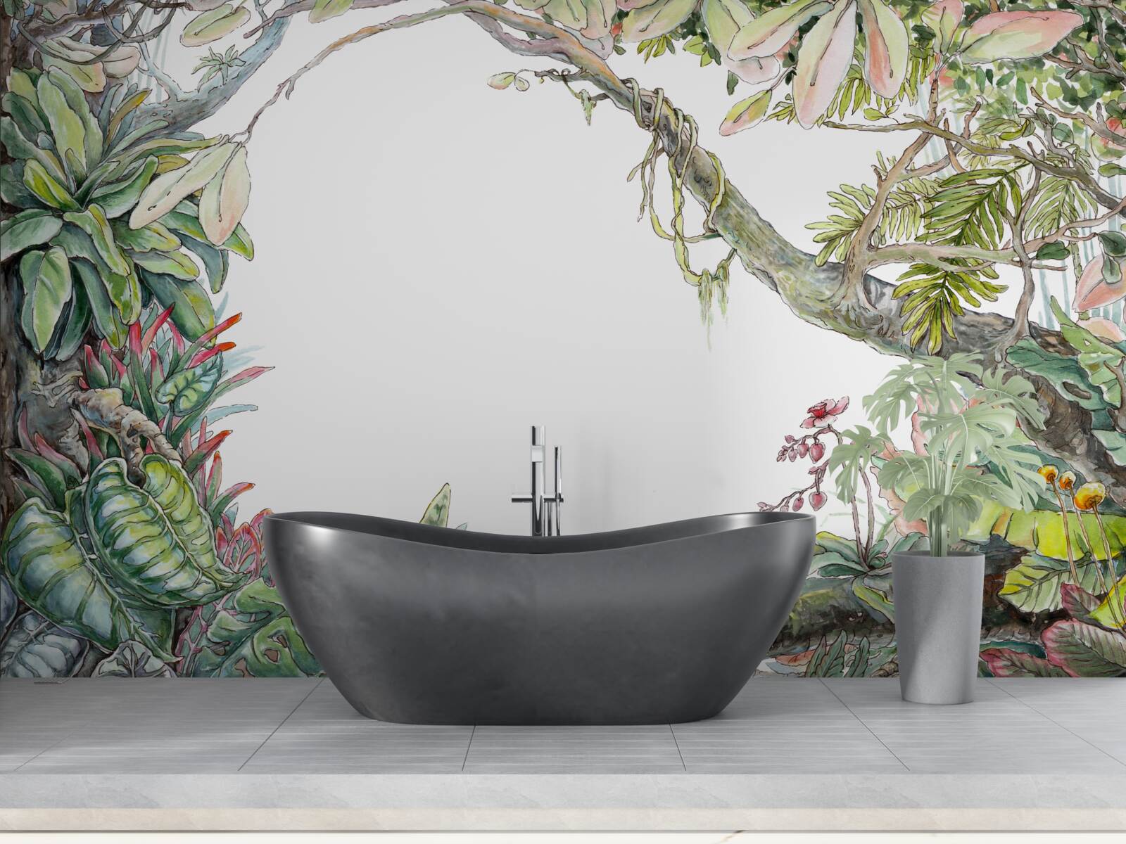 Papier peint forêt tropicale verdoyante