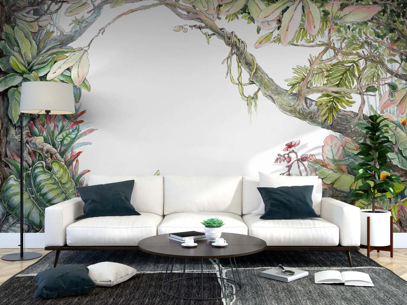 Papier peint forêt tropicale verdoyante