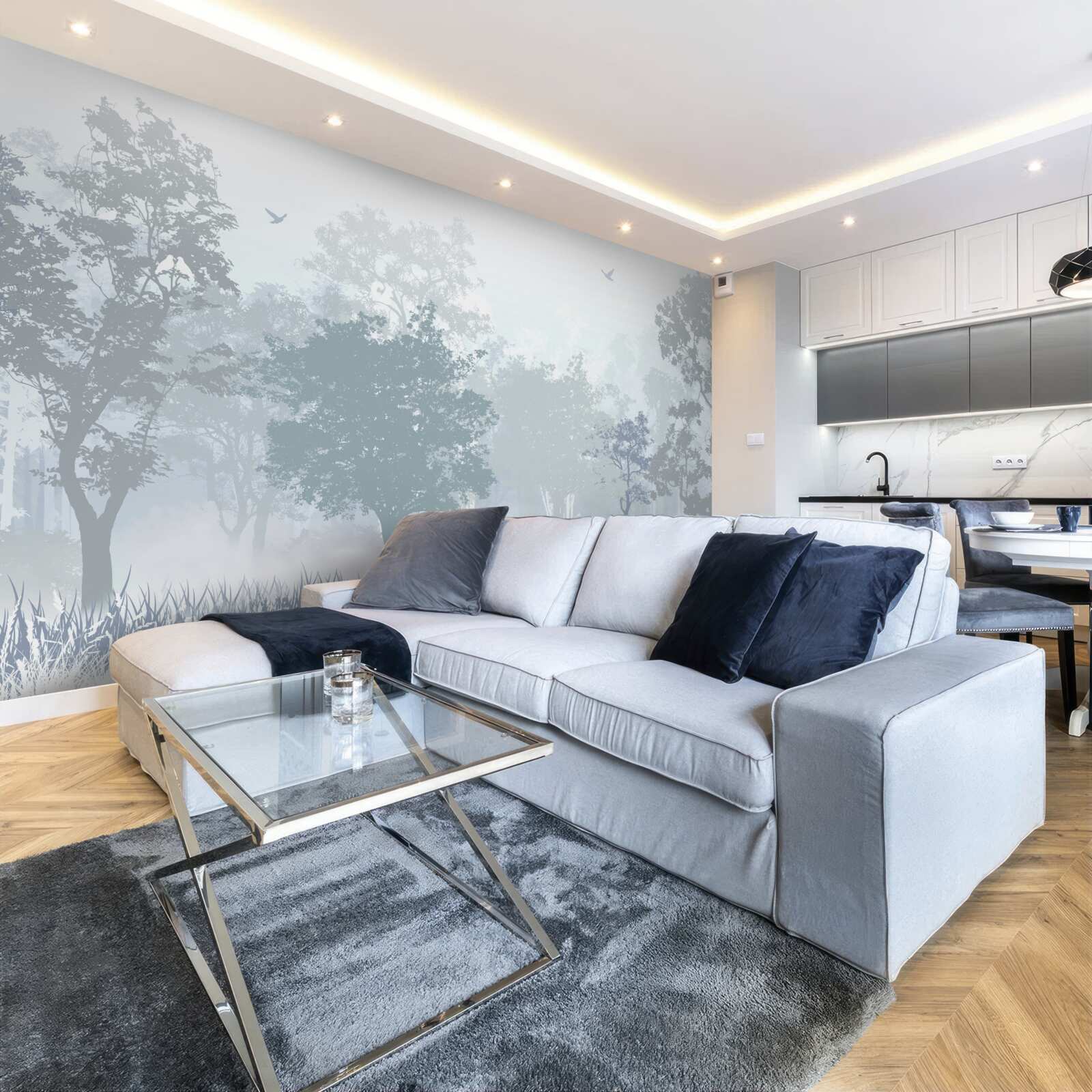 Papier peint forêt matinale enveloppée de brume