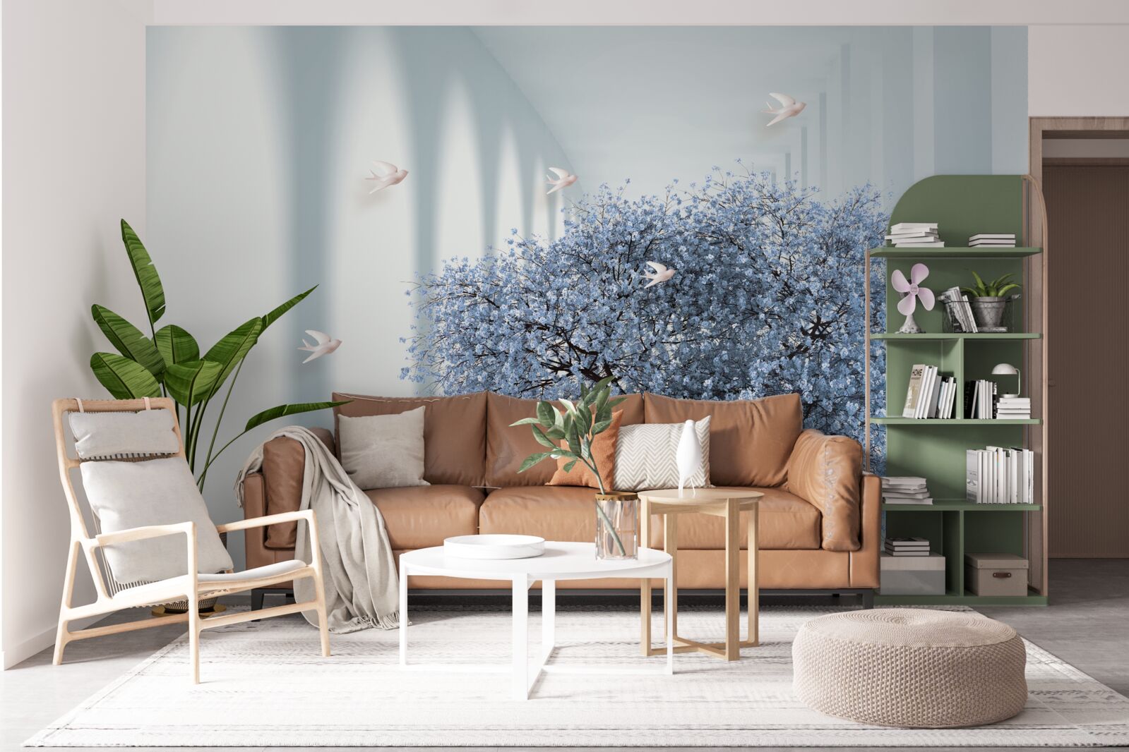 Papier peint un arbre dans un tunnel fleuri