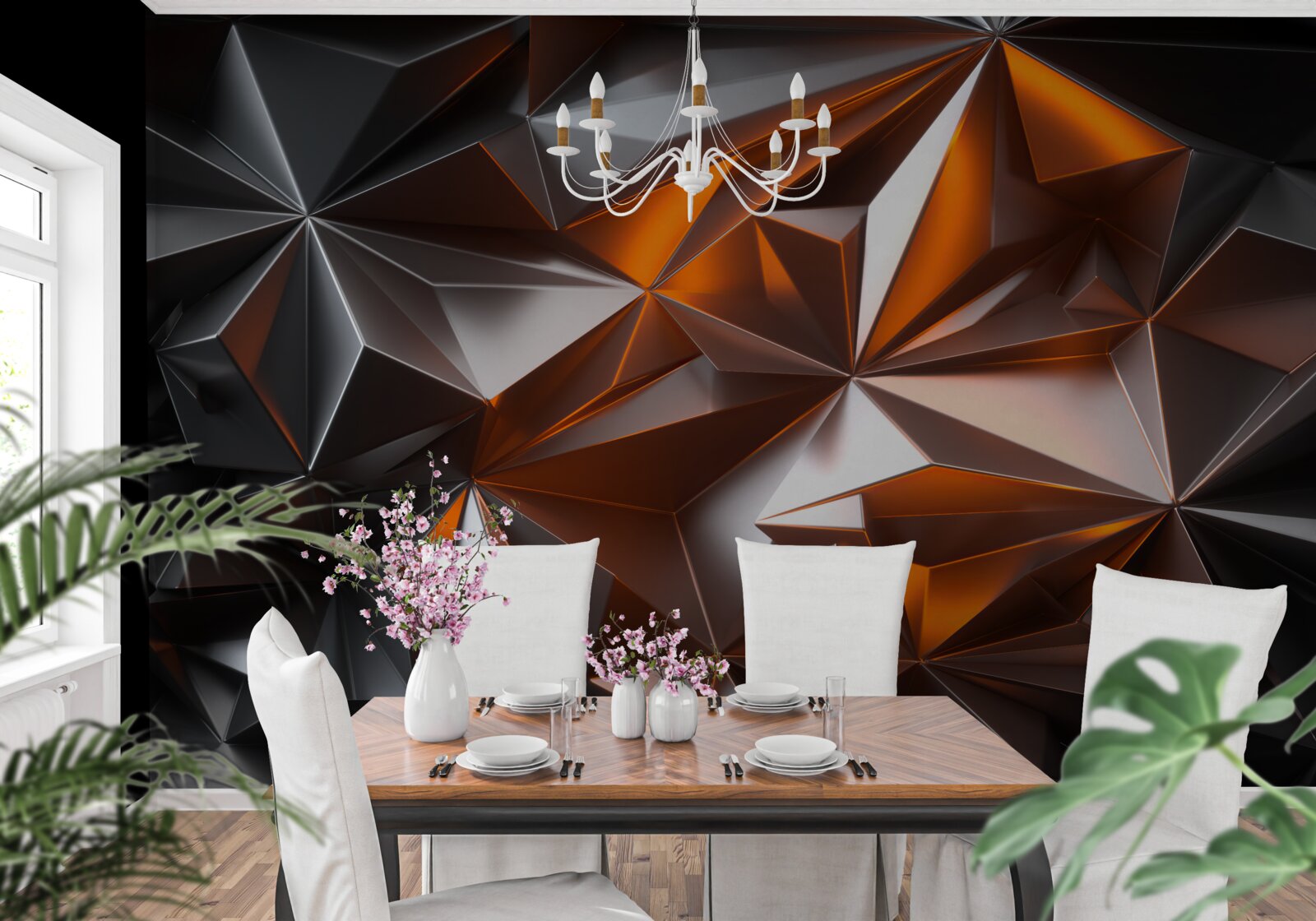 Papier peint géométrie du yantra sur fond sombre