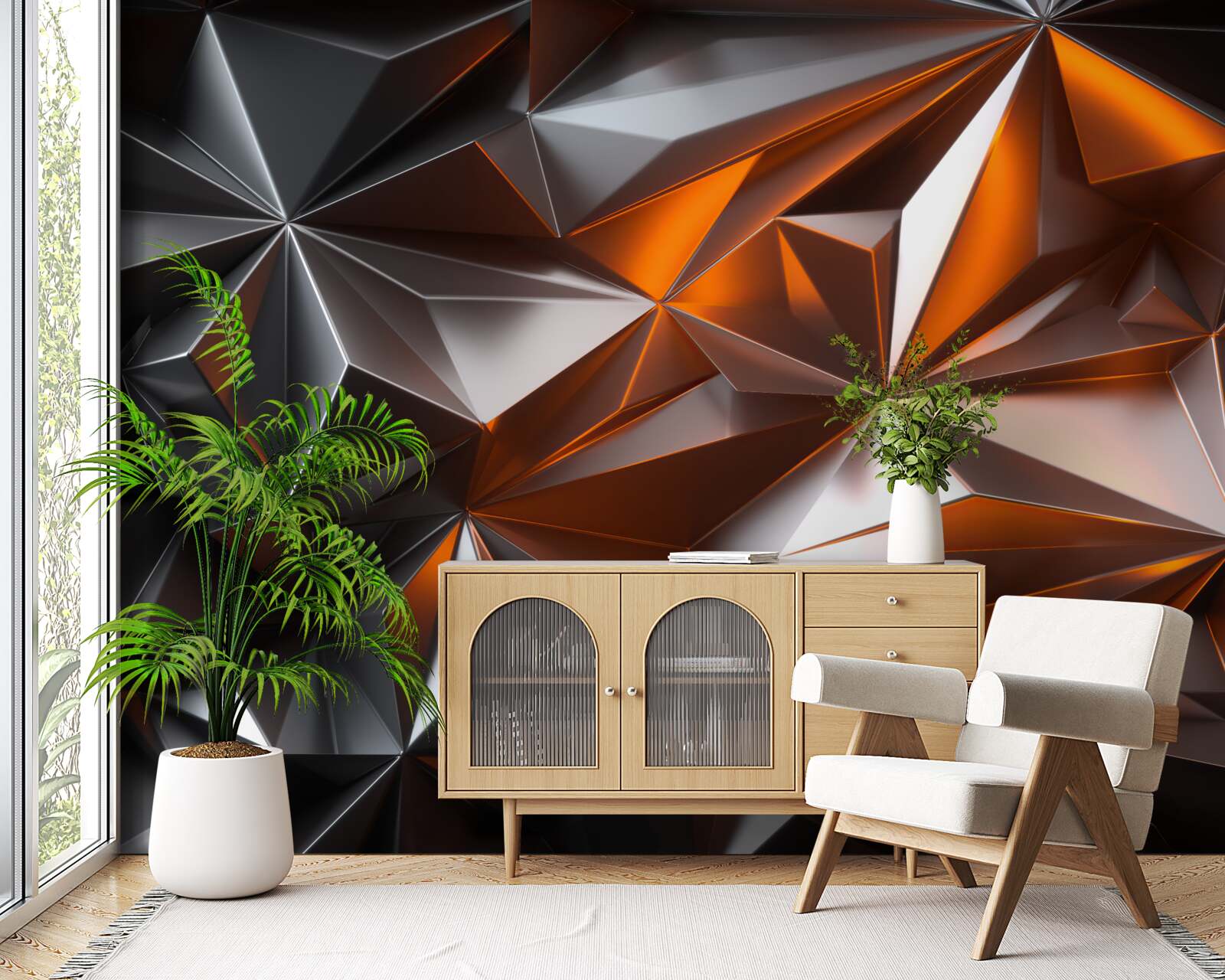 Papier peint géométrie du yantra sur fond sombre