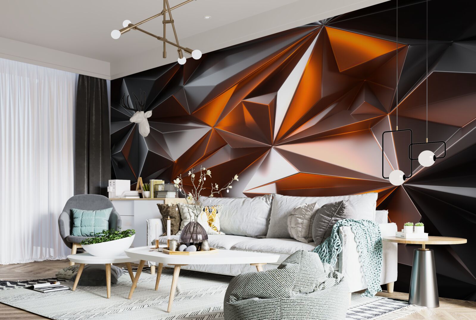 Papier peint géométrie du yantra sur fond sombre