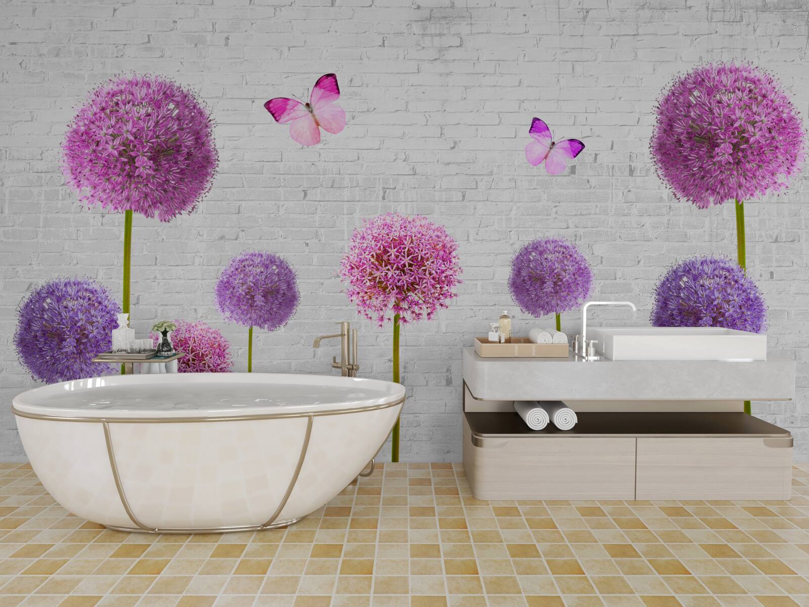 Papier peint des chevreuils duveteux de toutes les couleurs