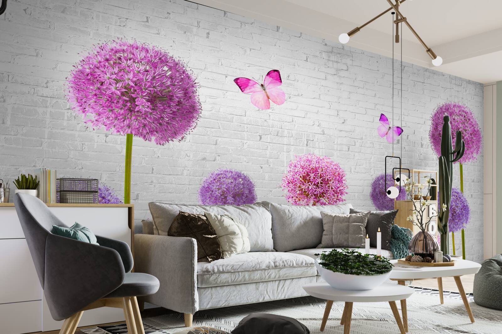 Papier peint des chevreuils duveteux de toutes les couleurs