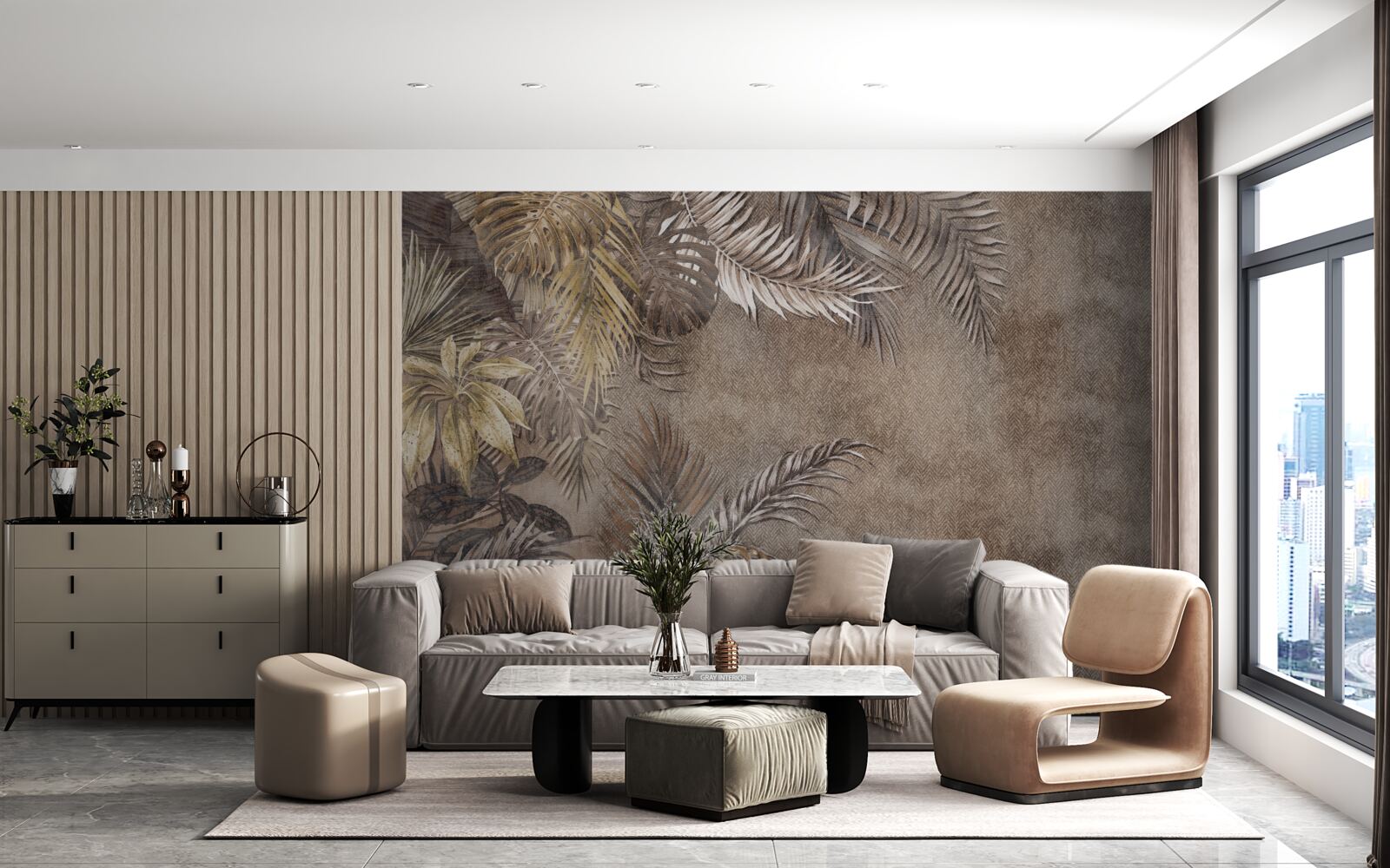 Papier peint Tropiques nocturnes sous le bruissement des feuilles