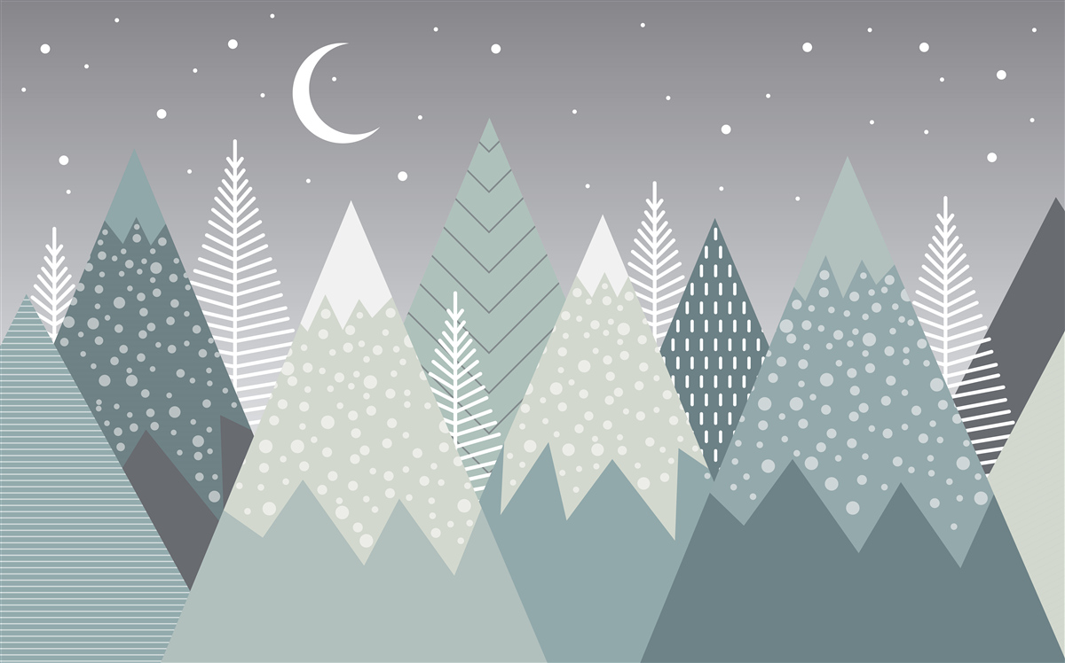 Papier peint forêt de conifères au clair de lune