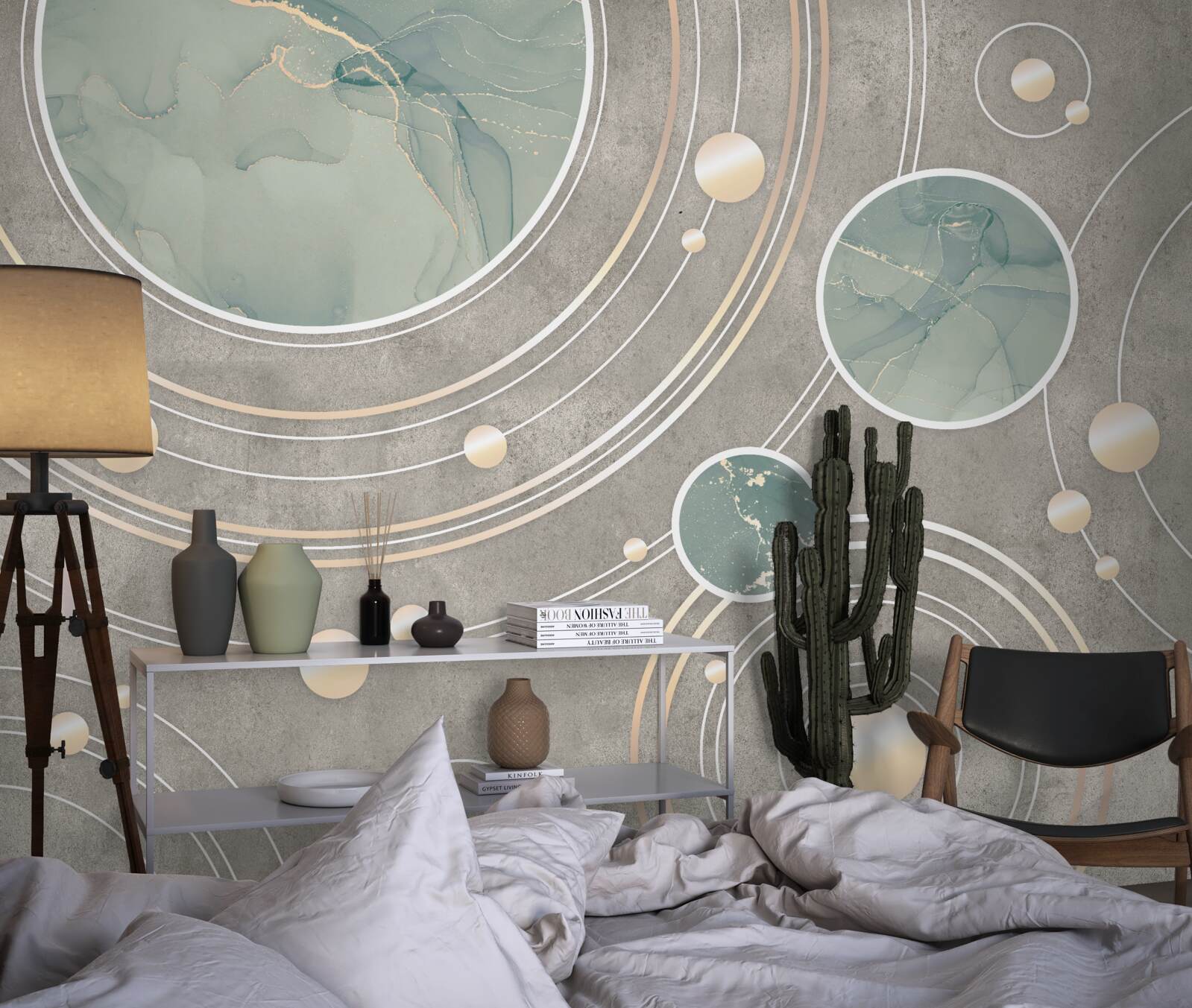 Papier peint cercles abstraits cosmiques