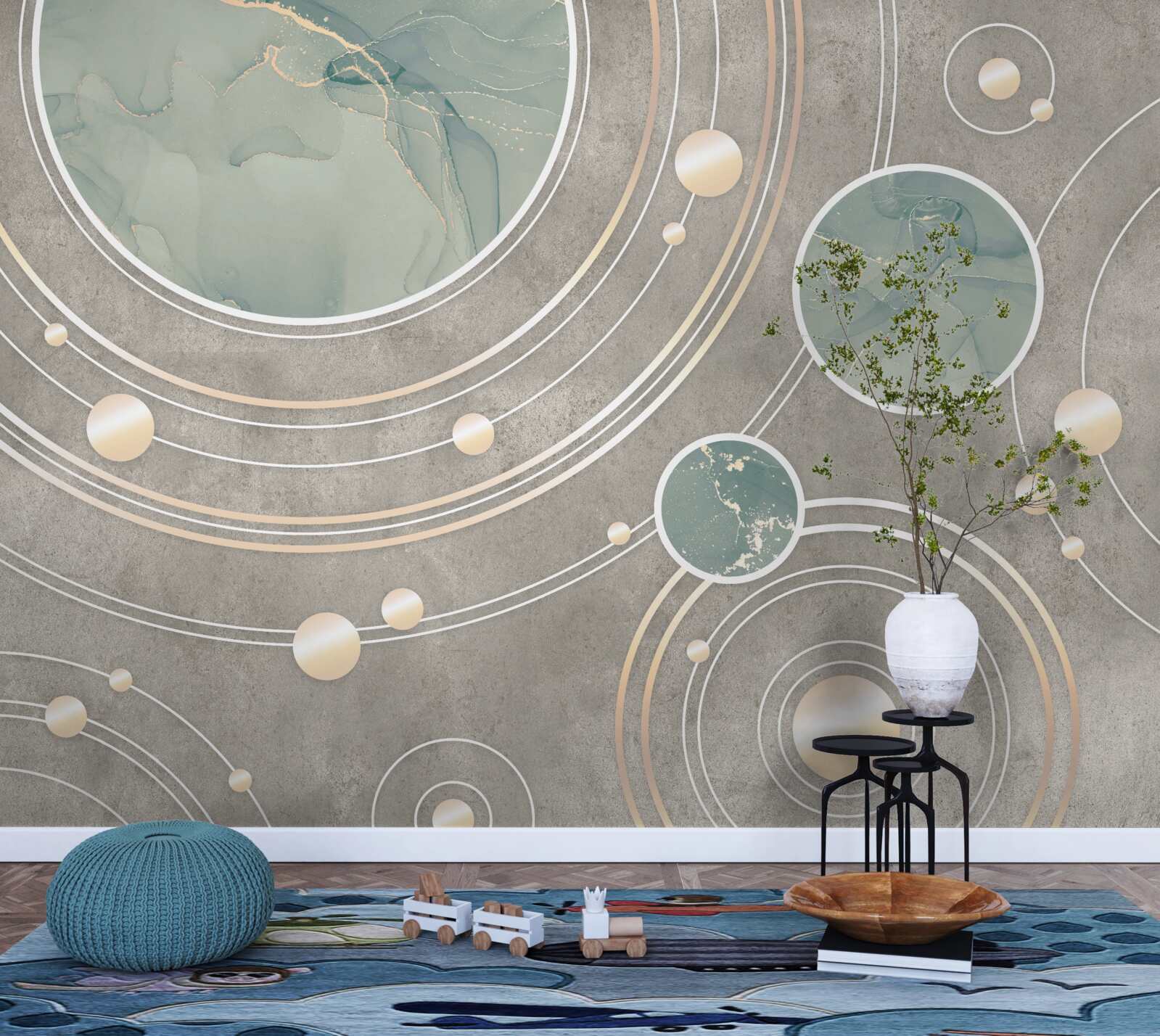 Papier peint cercles abstraits cosmiques