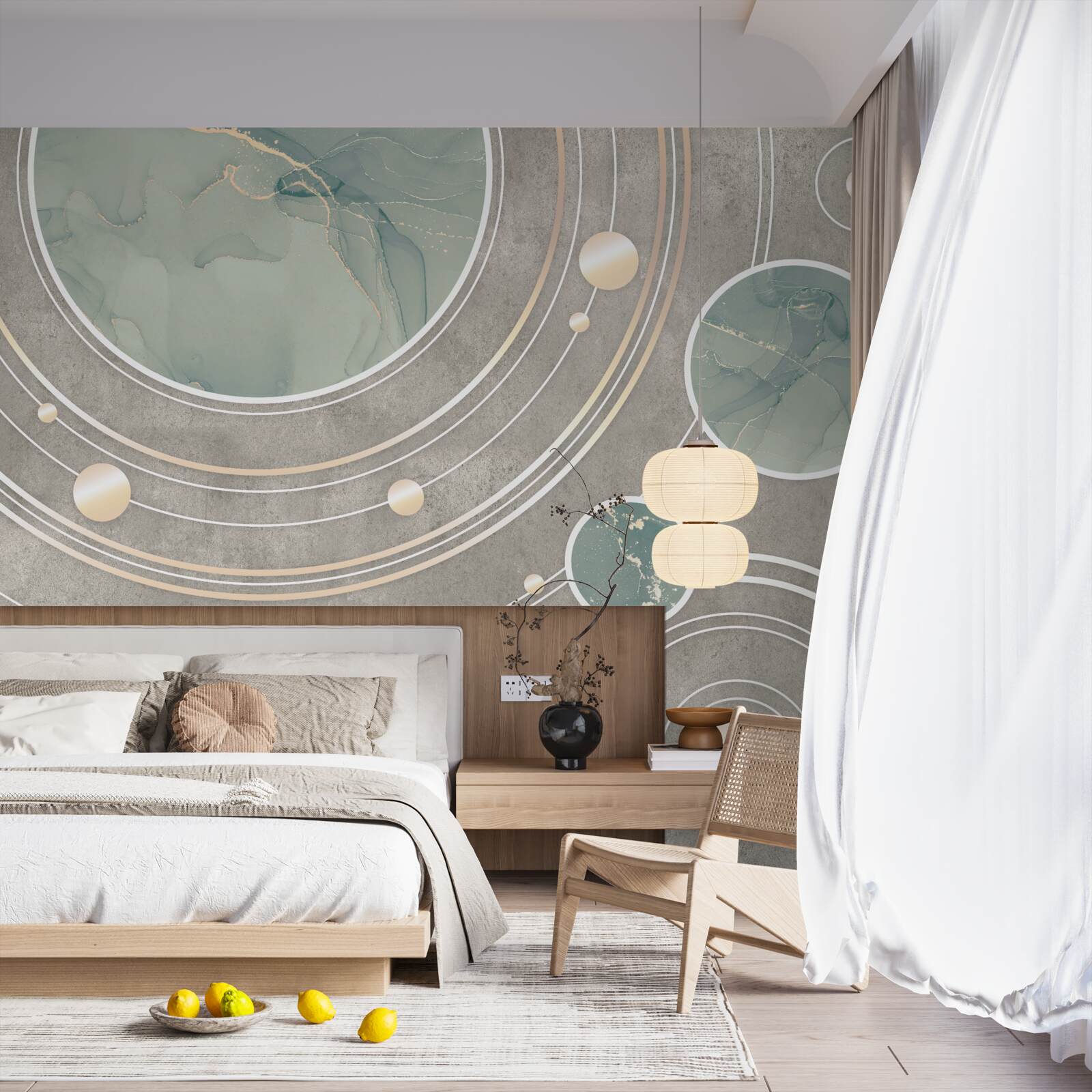 Papier peint cercles abstraits cosmiques