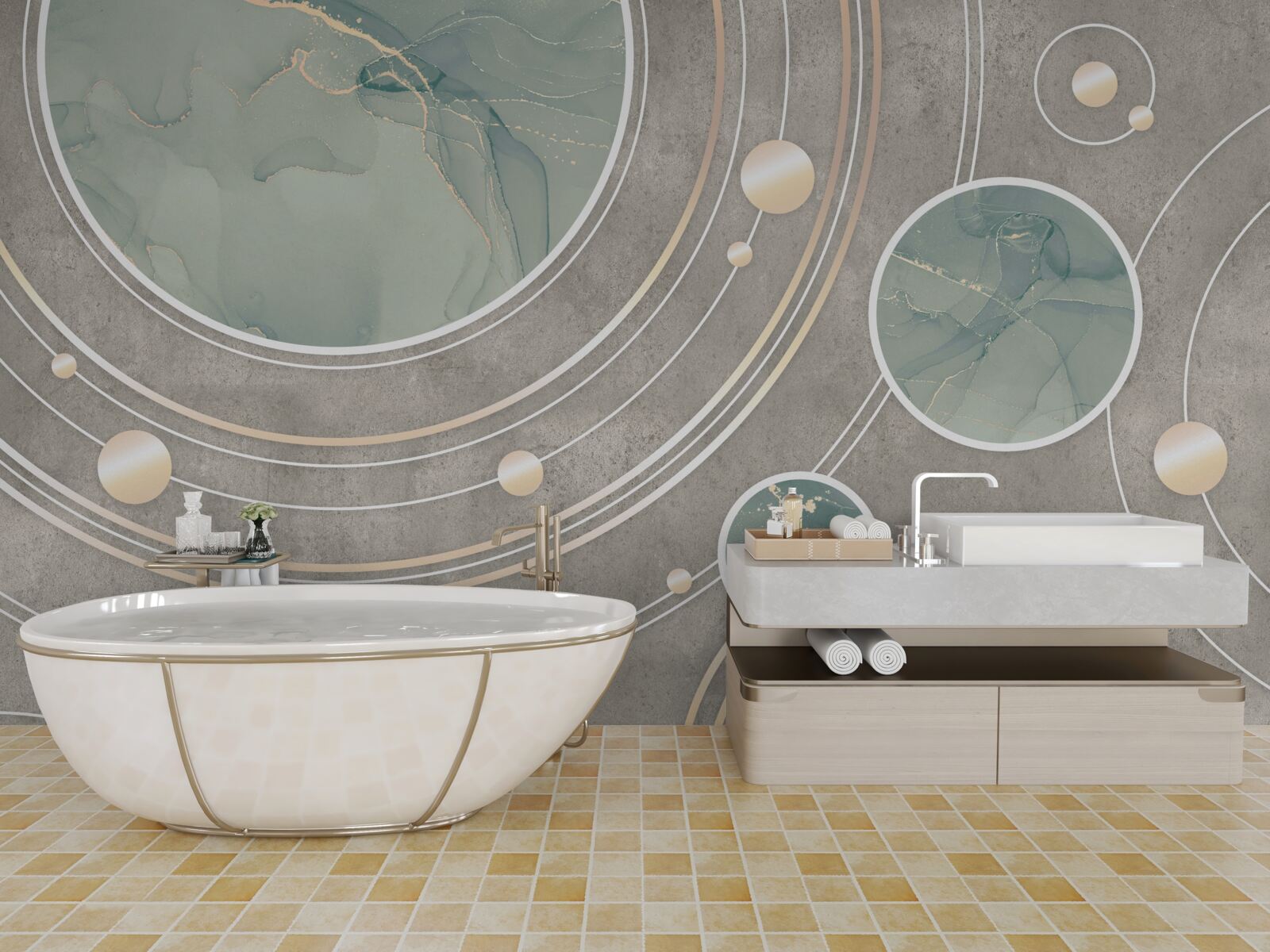 Papier peint cercles abstraits cosmiques