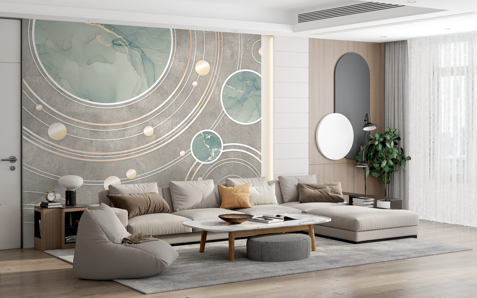 Papier peint cercles abstraits cosmiques